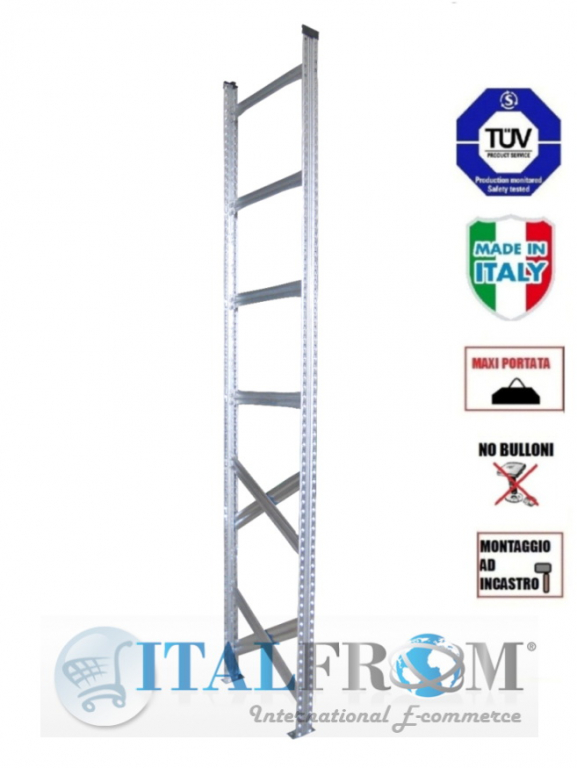 Spalla per scaffalature metalliche completa di diagonali , distanziali e basi Alta 300 cm Prof ...