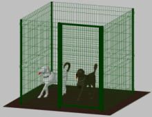 .Recinto-Box Modulare per Cani in Ferro Zincato e Verniciato Verde-con Pali a Interrare - cm 200x200x192h