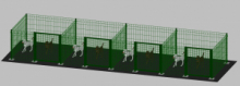 Recinto-Box Modulare per Cani in Ferro Zincato e Verniciato Verde-con Pali a Tassellare - cm 200x200x122h(per 4 box)