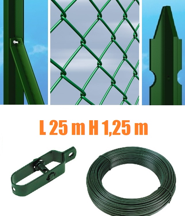 Recinzione Completa 25mt Lineari Rete Metallica Plastificata (Rete h125 ... - 0