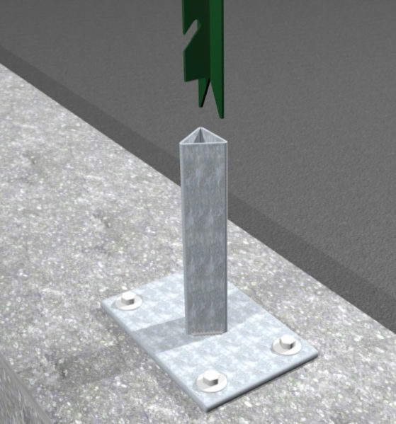 Staffa di fissaggio per pali tondi in legno su terra in acciaio zincato