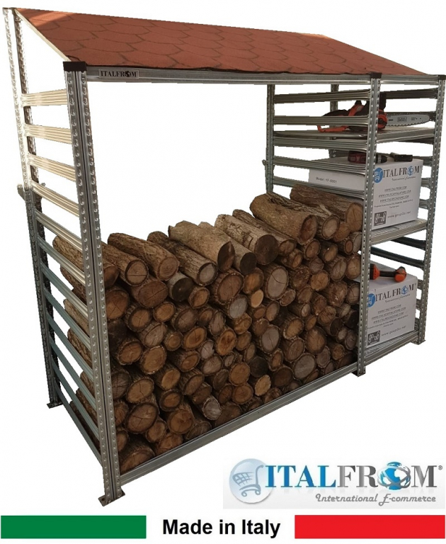 Legnaia In Acciaio Zincato 100x40x100 Cm | Supporto Per Legna Da Interno/Esterno | Per Camini, Stufe, Giardino