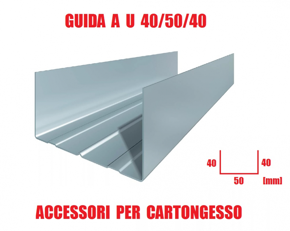Cartongesso Profili Guida U 40/100/40 Din Profilo Per Cartongesso Lunghezza 300 Cm Montaggio A Secco Cartongesso - 8