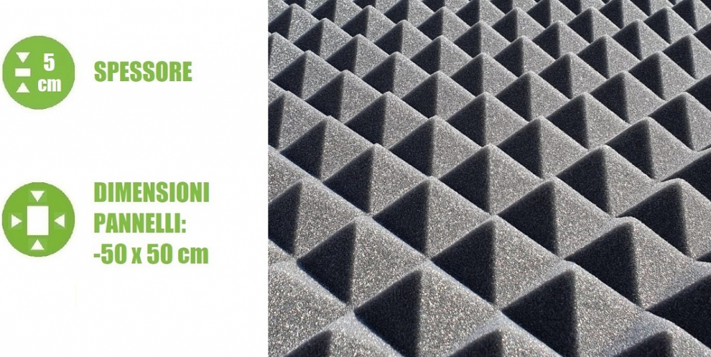 Pannelli Fonoassorbenti Piramidali Grigio Ignifugo - Foto 2