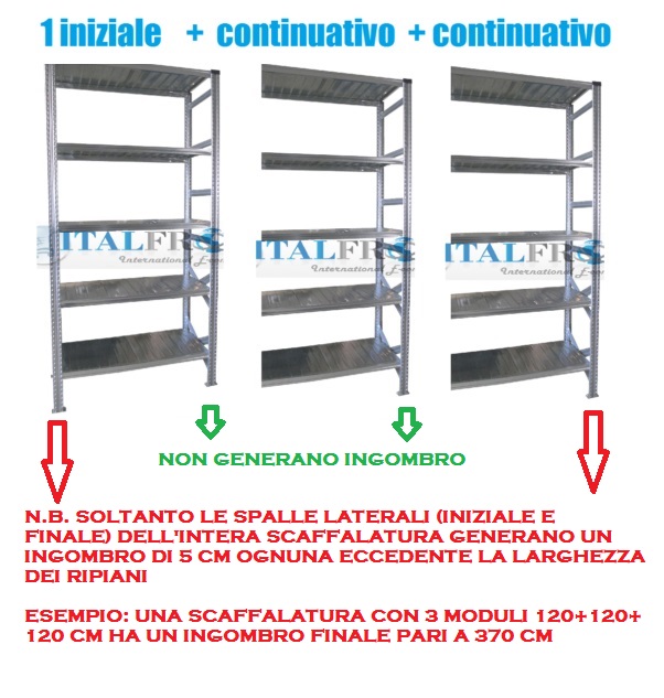 2,03 m Scaffalatura con 4 Ripiani, Profondità 40 cm, Altezza 2 m - Scaffalature