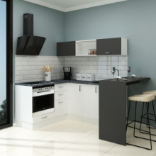 Cucina Angolare 180x160 con Penisola Reversibile Bianca e nera