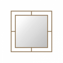 Specchio Quadrato con Doppia Cornice in Metallo Oro