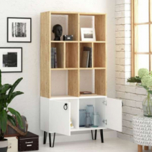 Libreria Bene con ante rovere bianco