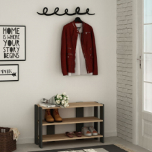 Ingresso scarpiera Tono rovere antracite con appendiabiti nero