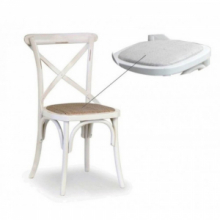 Sedia Heritage in faggio bianco consumato seduta imbottita in ecopelle bianco