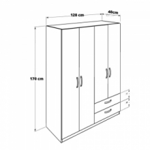 Armadio TPGR422023 bianco 4 ante e 2 cassetti 120x170x40