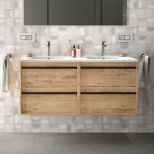 Mobile bagno Sospeso Colore rovere ostippo doppio lavabo 4 cassetti 120x45x54h