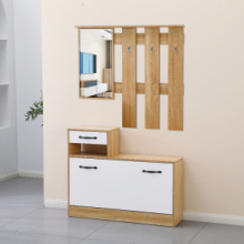 Mobile ingresso Rudolf XL bianco effetto lucido e rovere con maniglie nere