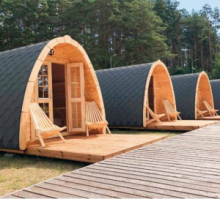 Casetta Camping Pod in Legno d' Abete Nordico(44mm) - cm 240x480cm - Pavimento incluso - ITALFROM320