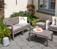 SALOTTO DA GIARDINO IN PLASTICA SET ONALED LOUNGE 2 POLTRONE DIVANO E TAVOLINO