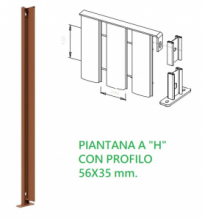 Piantana a Cementare Profilo a "H" 56X35mm Per Recinzione Modulare "Linear" Verticale