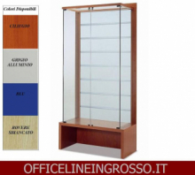 VETRINA IN CRISTALLO TEMPERATO(H.218) SCHIENALE DOGATO IN VETRO SATINATO E PANCA dim.(104X46X h218)SERIE GLASS  MADE IN ITALY