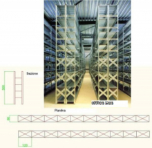 Composizione Completa ,2 Campate da 12 mt Cadauna(24mt lineari)Altezza 3,00 metri , Profondità 60cm ,con 4 Ripiani in Altezza