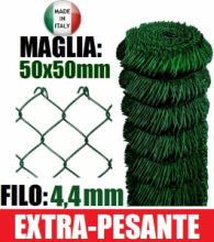 12,5 mt-ROTOLO RETE METALLICA ZINCATA PLASTIFICATA "MAGLIA SCIOLTA"-TIPO EXTRA-PESANTE SPORT UNI EN13200 - H 225 cm