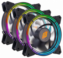 Kit 3 Pz Ventole Noua Zephyr Black Triplo Halo RGB 120X120X25 mm con Controller