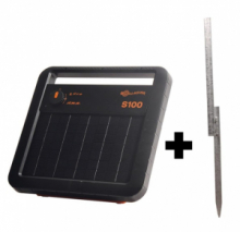 Elettrificatore ad Energia Solare S100 GALLAGHER con Batteria Inclusa e Picchetto di Messa a Terra Supporto Lunghezza di Base 90 cm