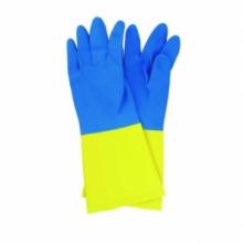 12 pz - GUANTI LATTICE NEOPRENE BICOLORE GIALLO/BLU TG 8