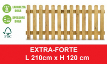 Steccato in Legno di Pino con Doghe - Dimensioni: L 210cm x H 120cm