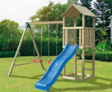 Torre Singola Altalena con Scivolo da Giardino Gioco per Bambini in Legno di Pino - Italfrombaby20