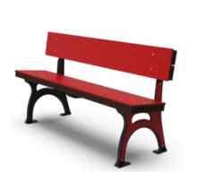 Panchina Colorata Rosso/Blu Con Schienale L1600mm - Realizzata In Plastica Riciclata