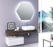 Composizione 4 Pz Arredo Bagno Modello Surf Colore Noce e Bianco Opaco