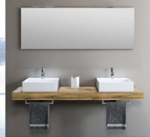 Composizione 8 Pz Arredo Bagno Modello Surf Colore Quercia Con Doppio Lavabo