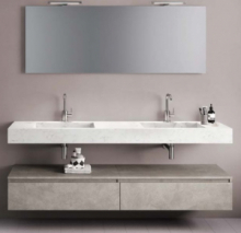 Composizione 5 Pz Arredo Bagno Modello Surf Colore Carrara e Avana Pietra