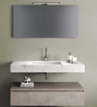 Composizione 4 Pz Arredo Bagno Modello Surf Colore Carrara e Avana Pietra