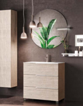 Composizione 4 Pz Arredo Bagno Modello Chiara Colore Rovere Naturale