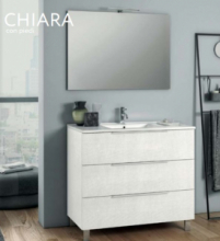 Composizione 4 Pz Arredo Bagno Modello Chiara Con Piedini Colore Bianco Lucido L81cm