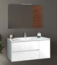 Composizione 4 Pz Arredo Bagno Modello Giovy L101cm Bianco Lucido