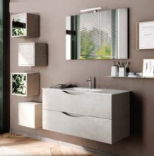 Composizione 4 Pz Arredo Bagno Modello Martina Pietra Bianca Disponibile in Diverse Misure