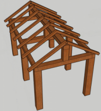 Gazebo da Giardino in Legno Lamellare - mt 5 x 4 x 2 h con Supporti a Tassellare