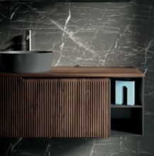 Lavabo d'Appoggio in Ceramica Nero Opaco Tondo 36X36X12cm