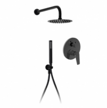 Kit Doccia Completo Tondo Nero Con Deviatore Ceramico - Soffione Disponibile In Diverse Misure