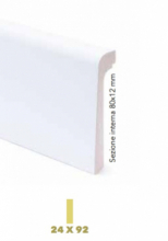 CONF. 10 PZ BATTISCOPA DUCALE COPRIMARMO MDF BIANCO VERNICIABILE - 24 x 92 x 2400 mm