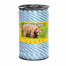 Corda recinto elettrico 200 m, resistenza alla rottura 590 kg, resistenza elettrica 2,3 O/m.