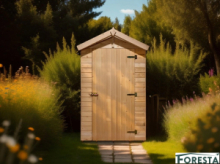 Casetta 1,40 x 1,90 m, 2,60 m² a pannelli 16 mm, con pavimento e WC a secco