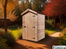Casetta 1,40 x 1,40 m, 2,00 m² a pannelli 16 mm, con pavimento e WC a secco