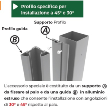Profilo di Guida con Supprto per agolo a 30-45° per recinzioni Orizzonte Grigio 7016