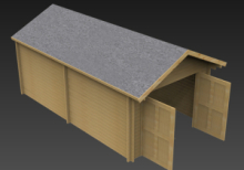 Garage in legno, 3,50 x 6,20 m tavole ad incastro 60mm, senza porta di accesso ( da selezionare tra le 3 soluzioni accessorie )
