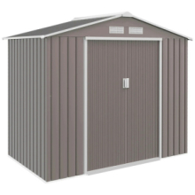 Casetta da Giardino Porta Utensili in Lamiera con Porte Scorrevoli, 213x130x185 cm, Grigio