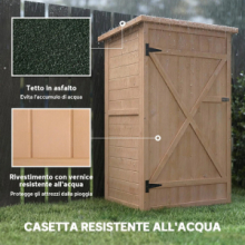 Casetta da Giardino in Legno di Abete con Tetto Impermeabile e 2 Mensole, 75x56x115 cm