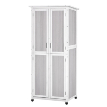 Casetta Porta Attrezzi in Legno di Abete a 3 Livelli con Tetto in Bitume, 77x58x175 cm, Grigio