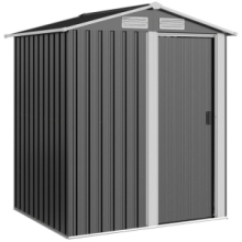 Casetta da Giardino Porta Attrezzi in Acciaio, Tetto inclinato e 4 Prese d'Aria, 152x132x188cm